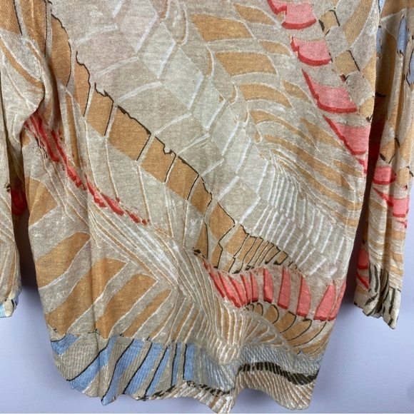 NIC + Zoe Cream Linen Blend Ombre Long Sleeve Top Large - Picture 4 of 10